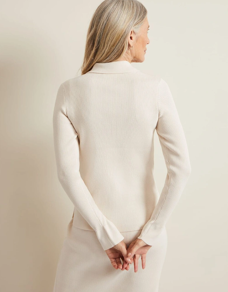 Irina Ribbed Button Detail Knit Top