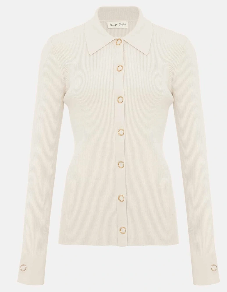 Irina Ribbed Button Detail Knit Top