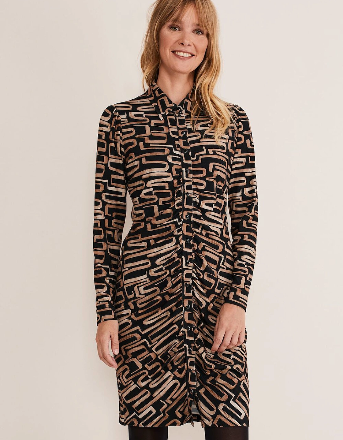 Flora Broken Lines Ruched Dress, 8 of 7
