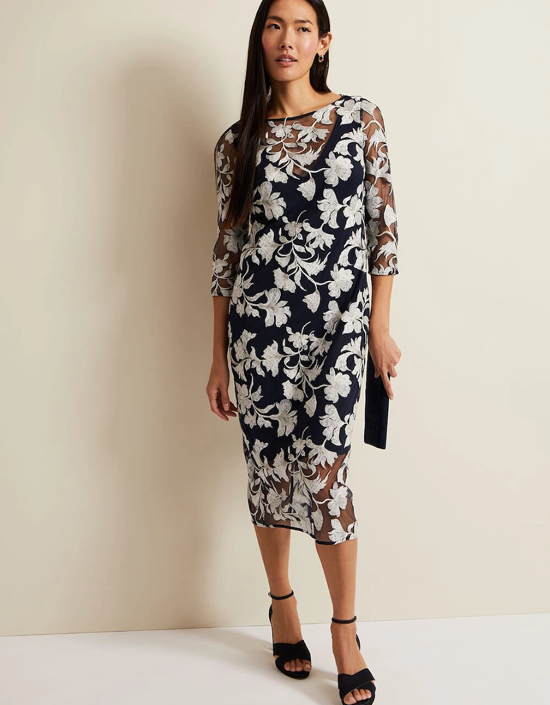 Irina Floral Mesh Midi Dress, 9 of 8