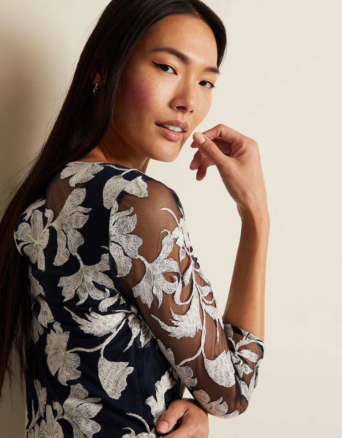 Irina Floral Mesh Midi Dress