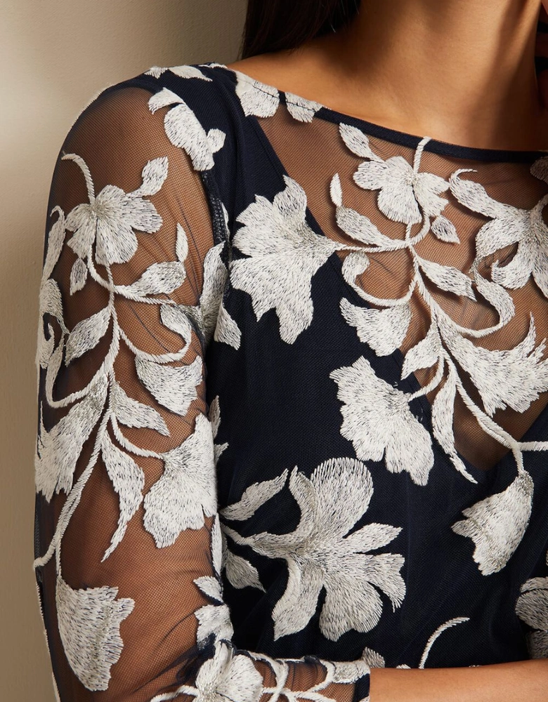 Irina Floral Mesh Midi Dress