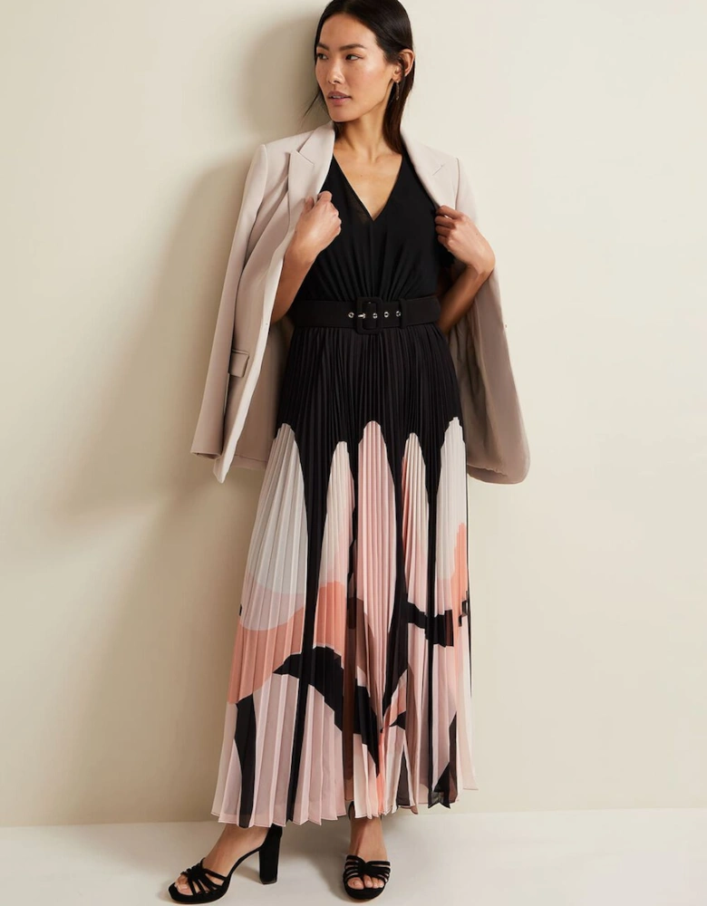 Isla Printed Skirt Ruffle Top Maxi Dress
