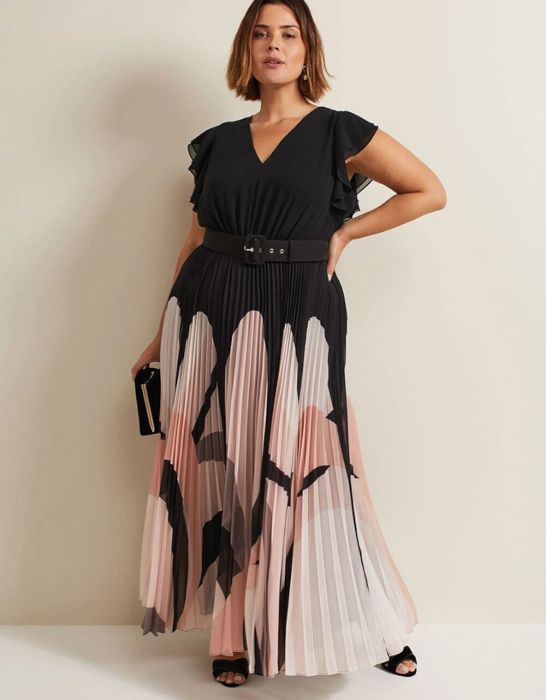 Isla Printed Skirt Ruffle Top Maxi Dress