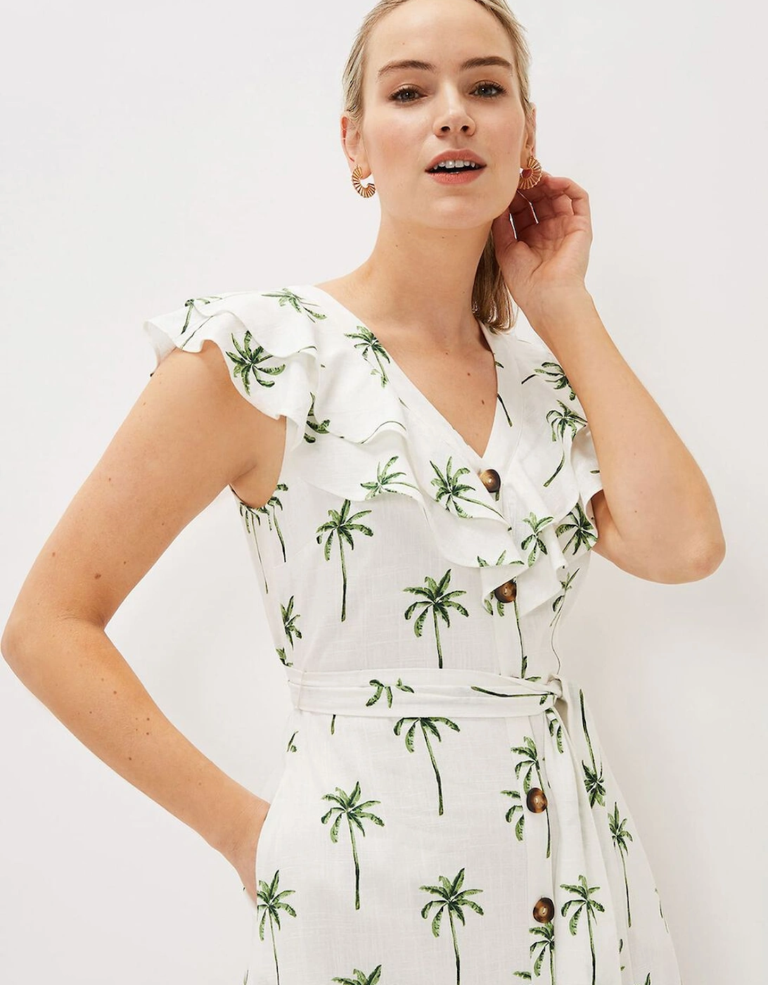Jamilla Palm Print Midi Dress