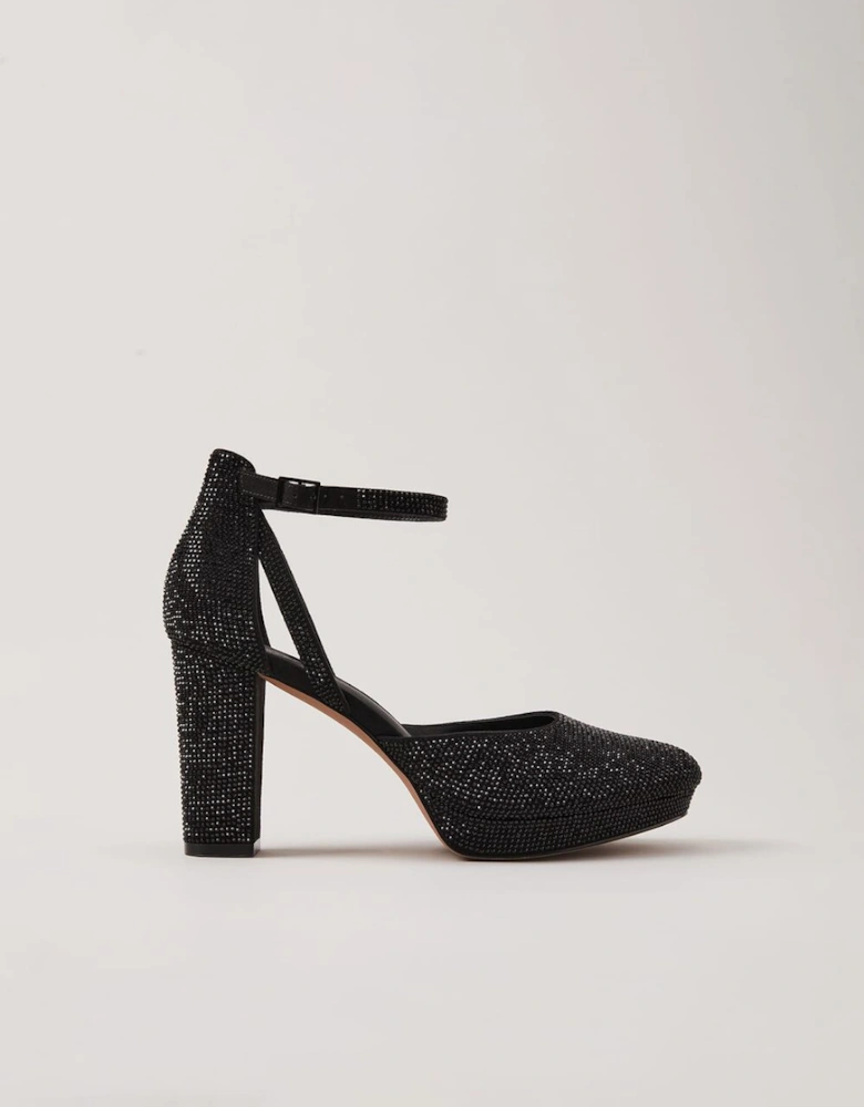 Black Sparkly Platform Heels