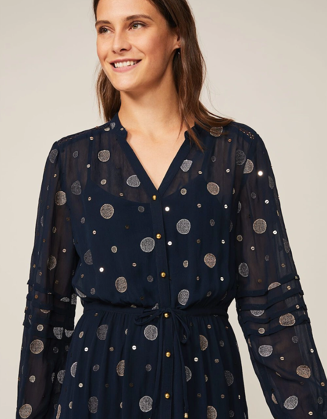 Eve Embroidered Spot Dress