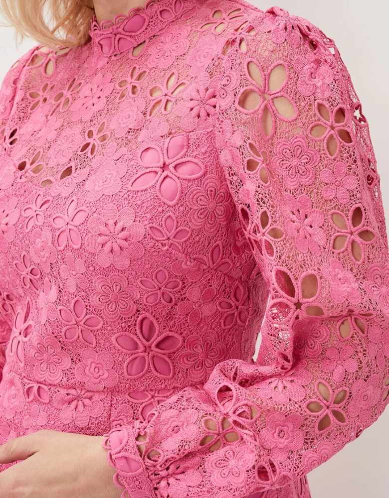 Doris Guipure Lace Highneck Dress