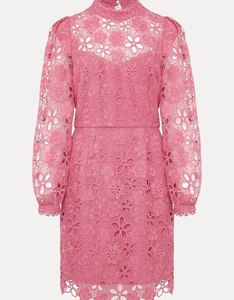 Doris Guipure Lace Highneck Dress