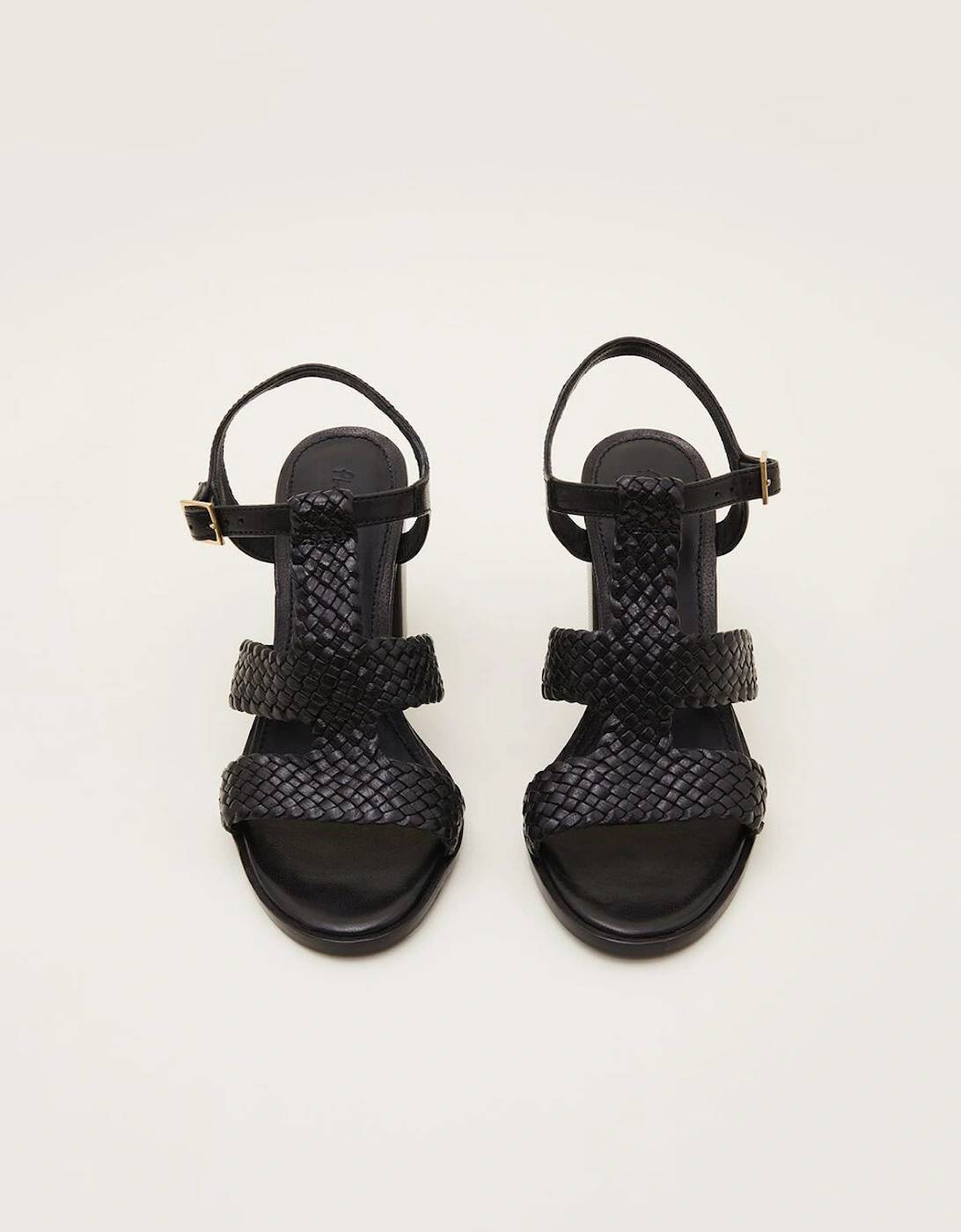 Plaited T Bar Heeled Sandal Shoe