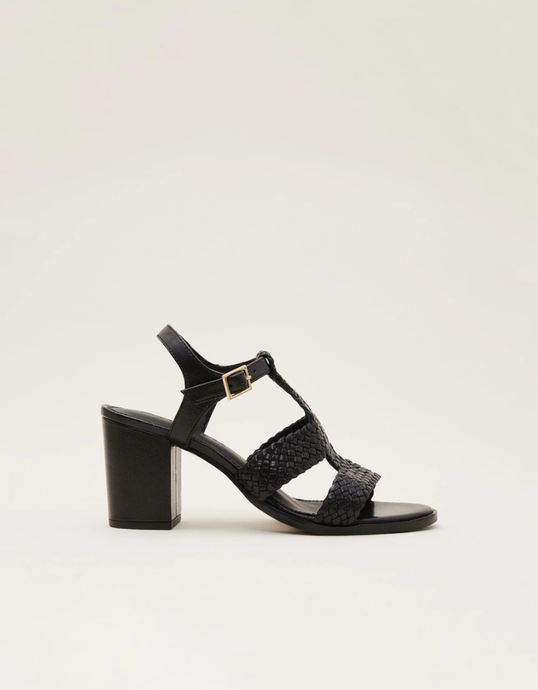 Plaited T Bar Heeled Sandal Shoe
