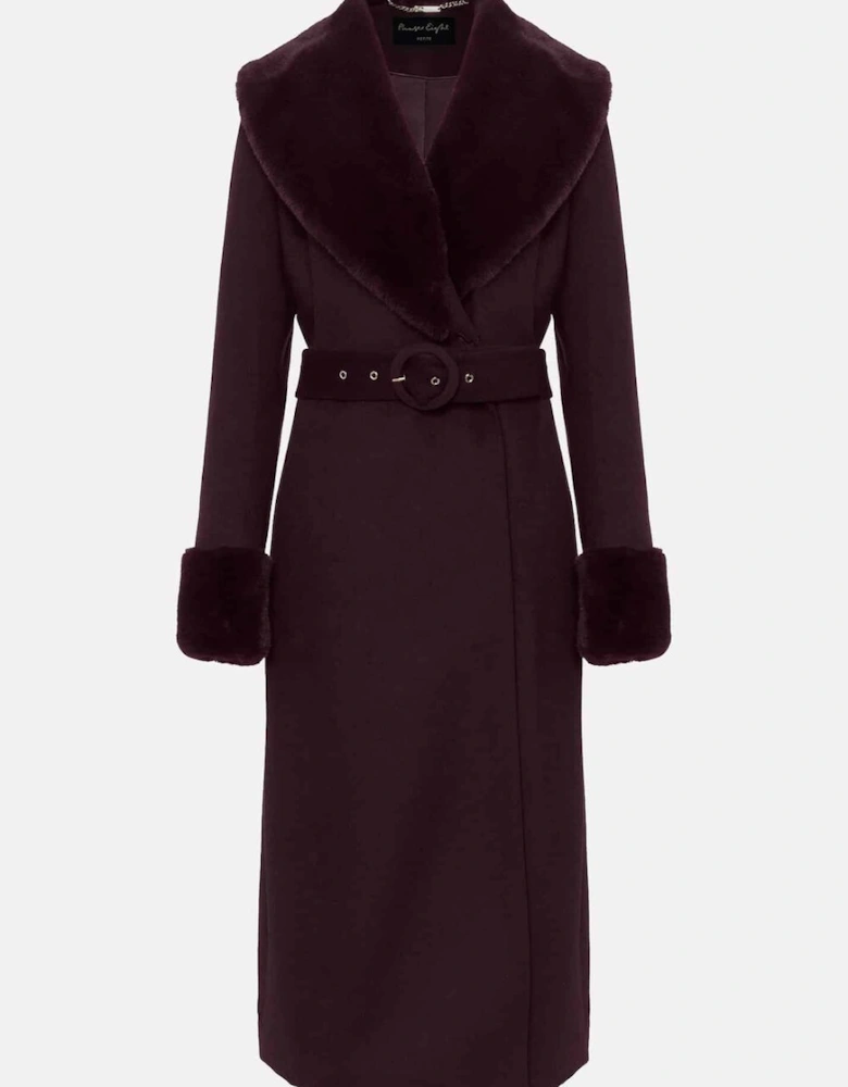 Petite Zylah Faux Fur Collar Wool Coat