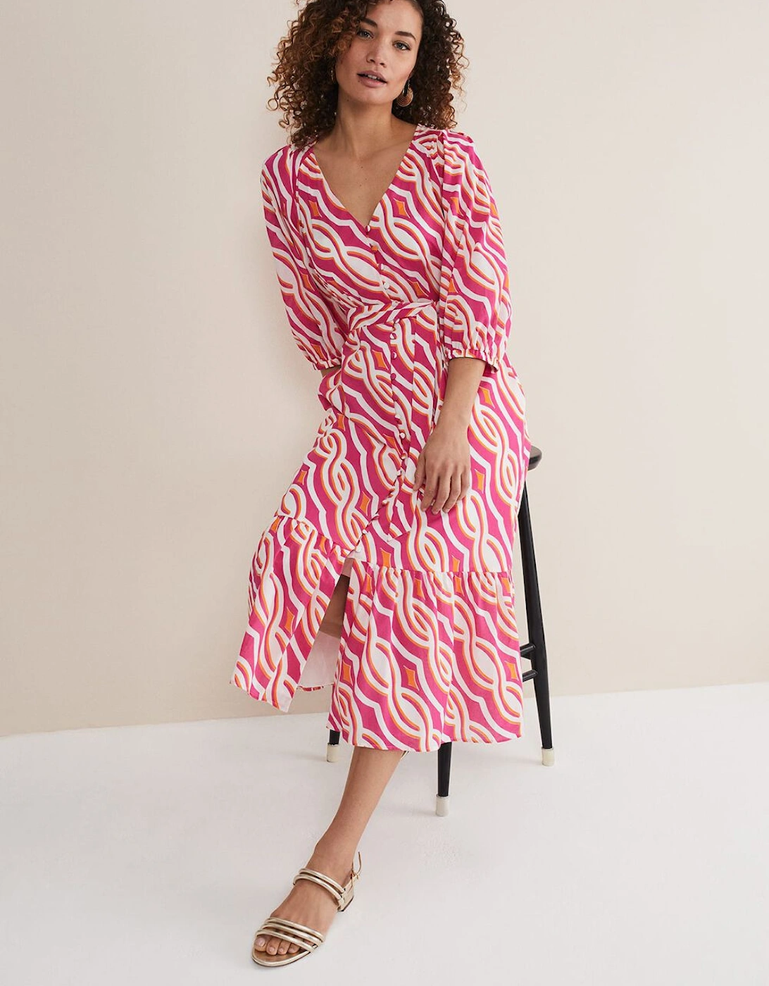Georgie Cotton Geo Midi Dress, 7 of 6