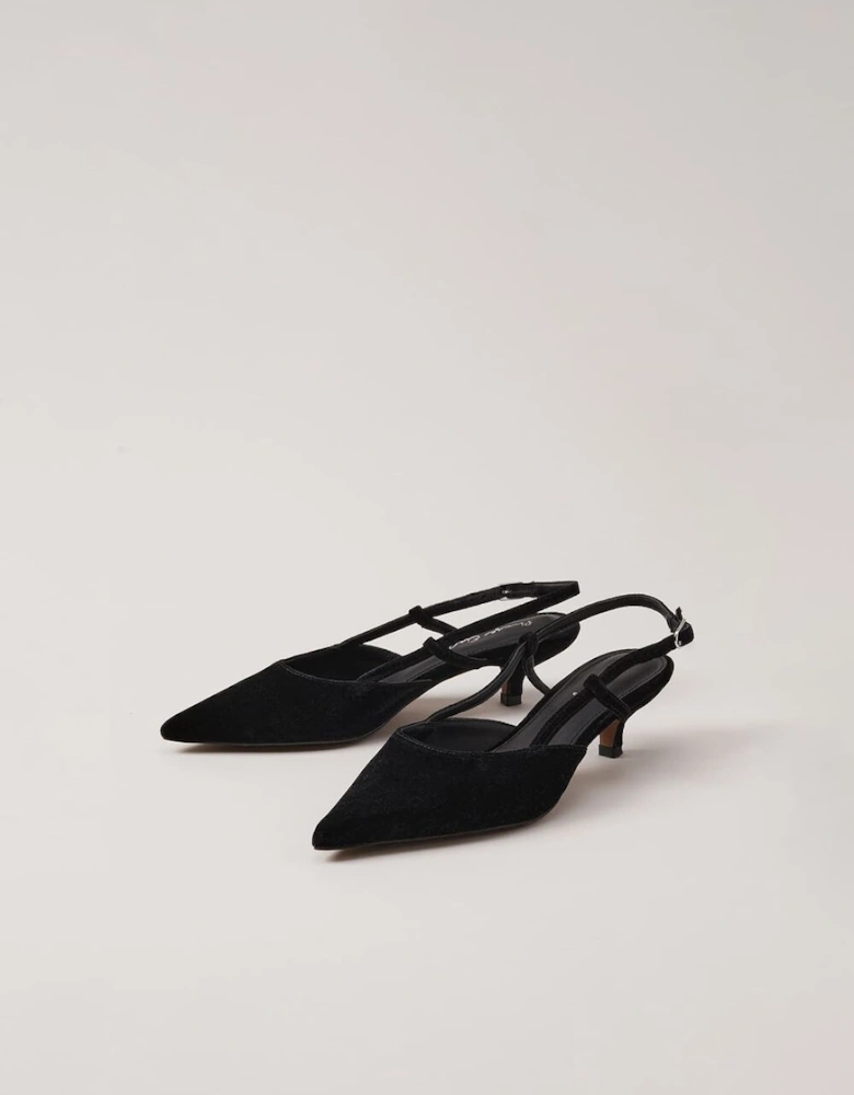 Velvet Slingback Kitten Heels