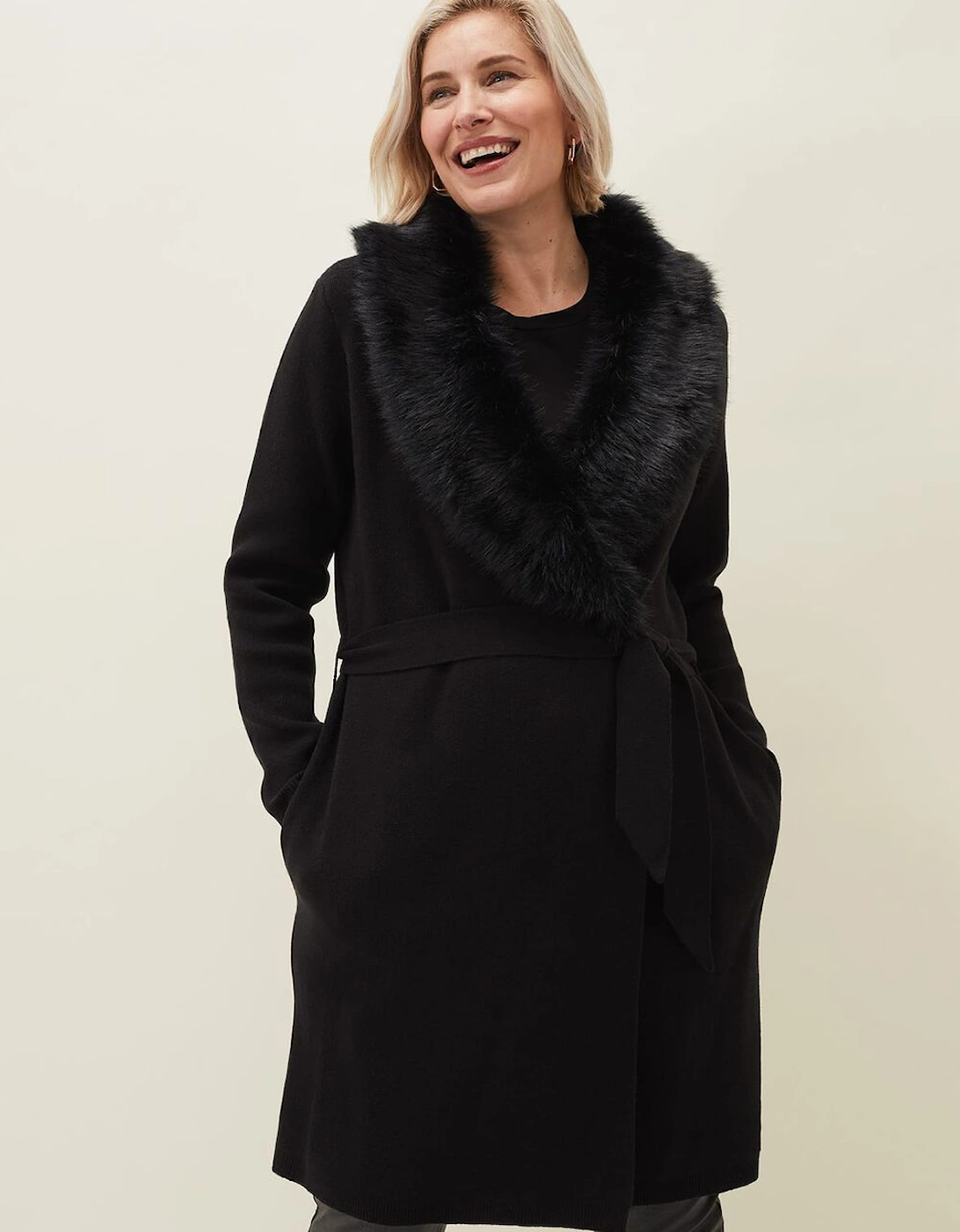 Edessa Fur Collar Wrap Coat, 9 of 8