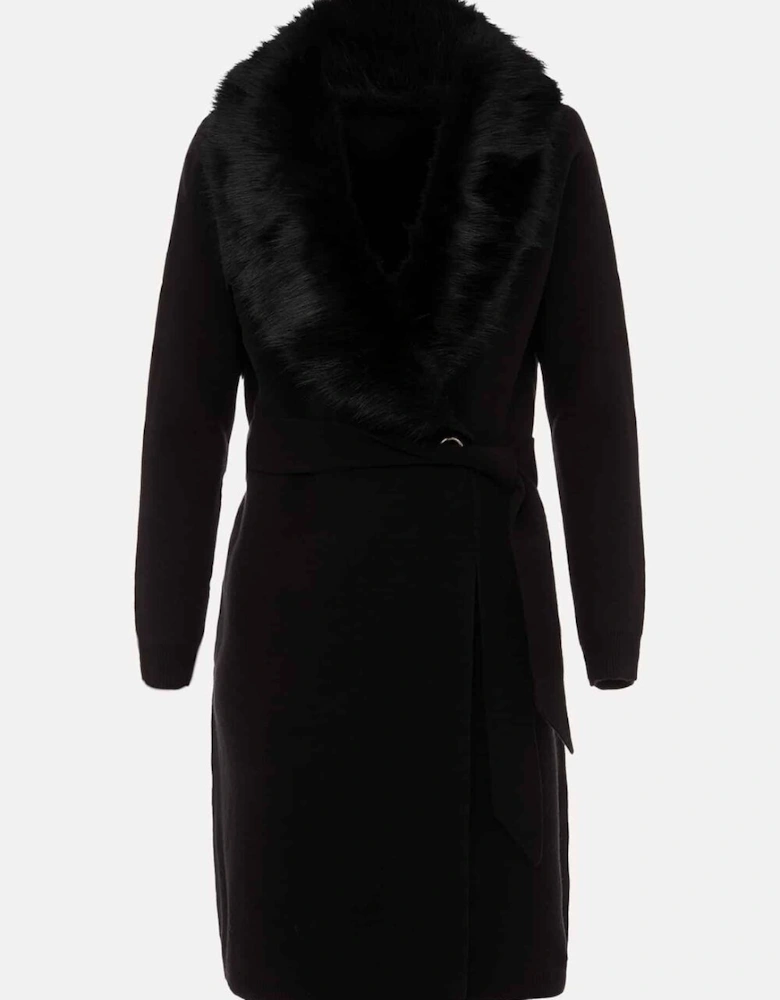 Edessa Fur Collar Wrap Coat