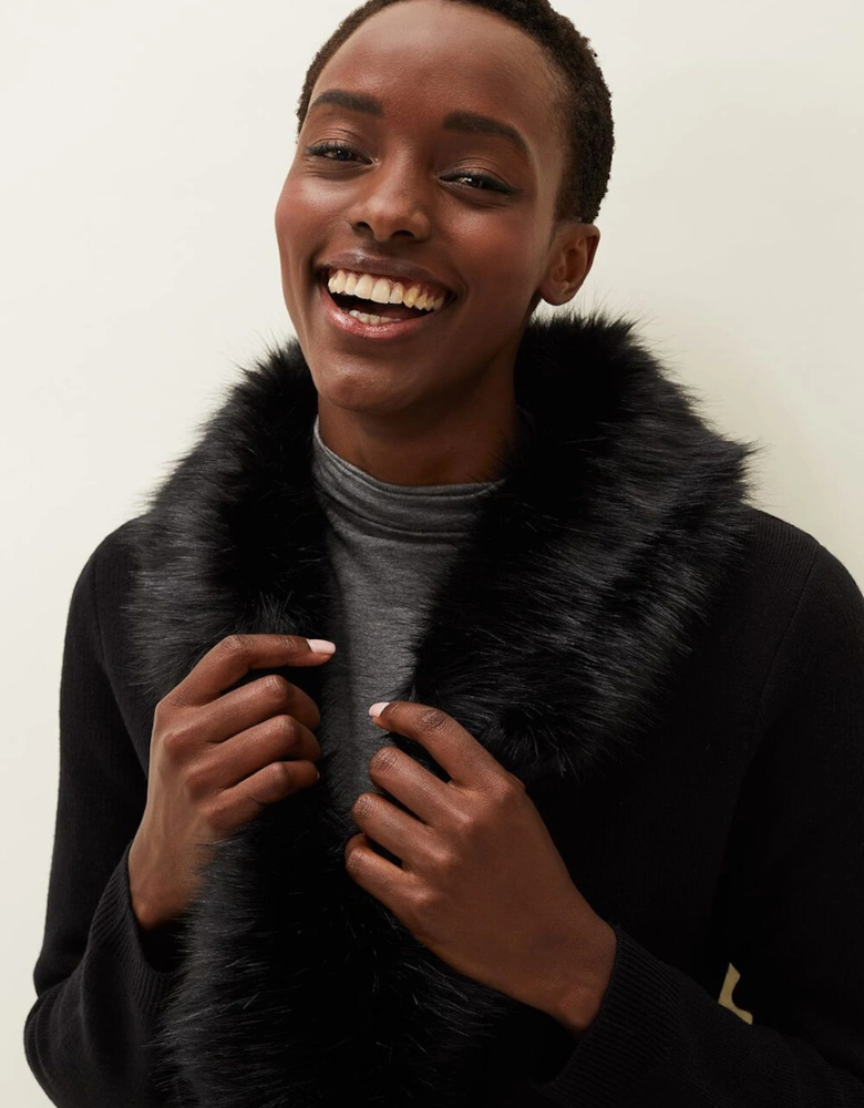Edessa Fur Collar Wrap Coat