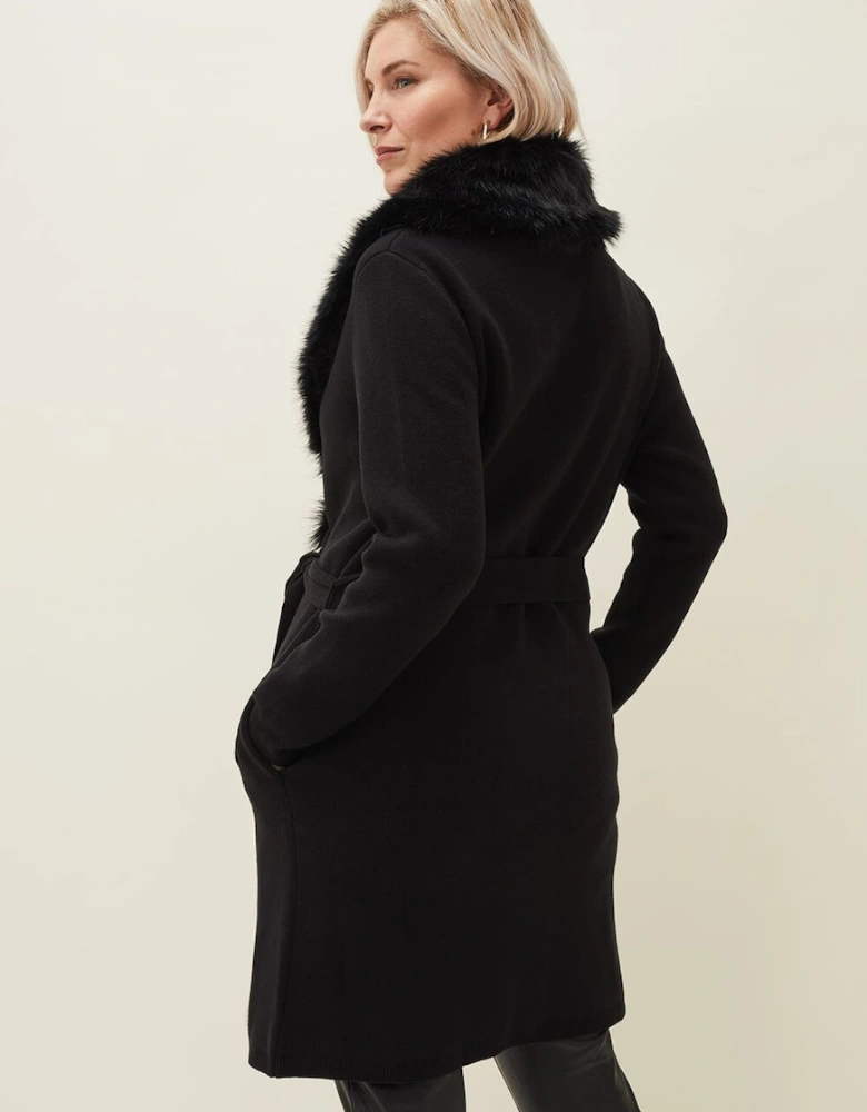 Edessa Fur Collar Wrap Coat