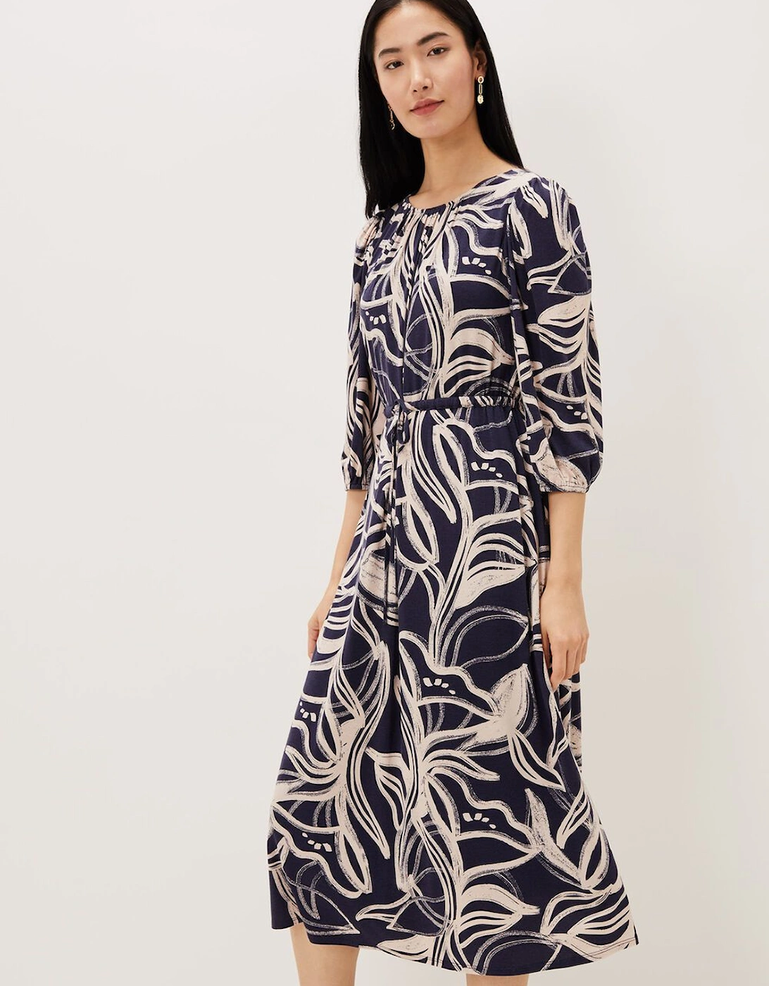 Carley Print Jersey Midi Dress, 7 of 6