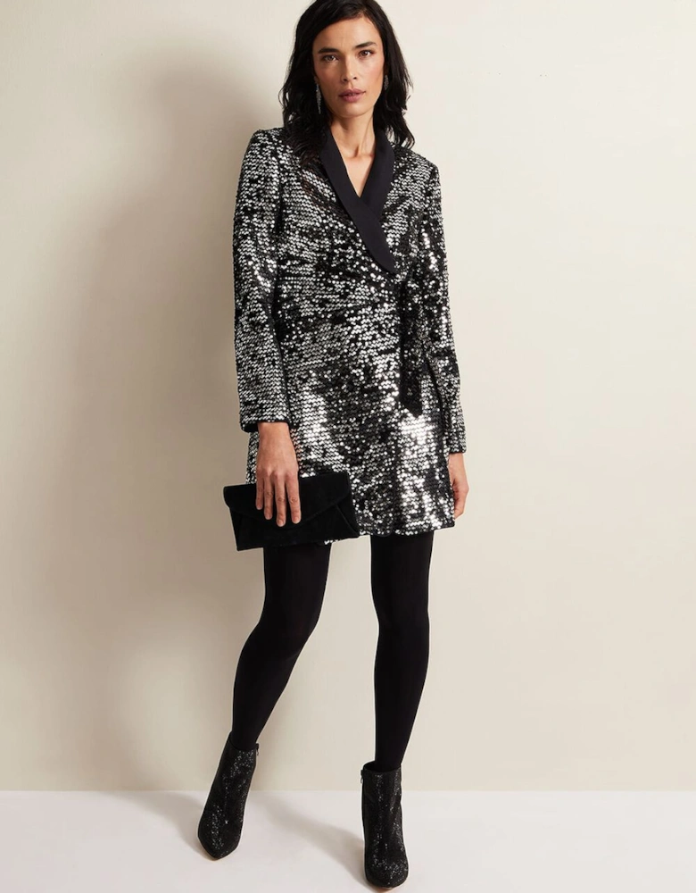 Brea Wrap Tuxe Sequin Dress