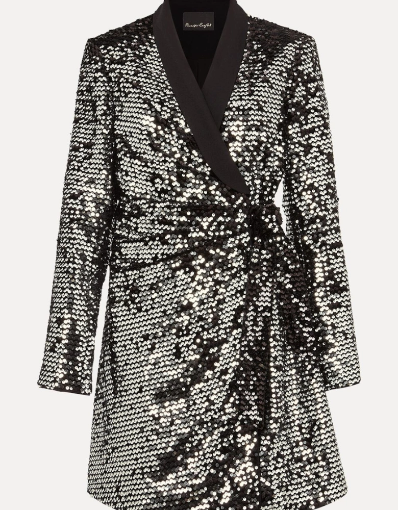 Brea Wrap Tuxe Sequin Dress