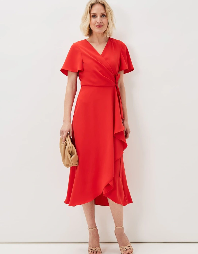 Julissa Ruffle Wrap Midi Dress