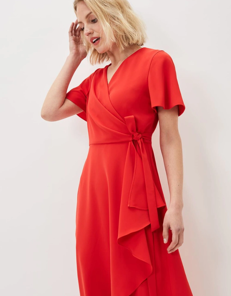 Julissa Ruffle Wrap Midi Dress