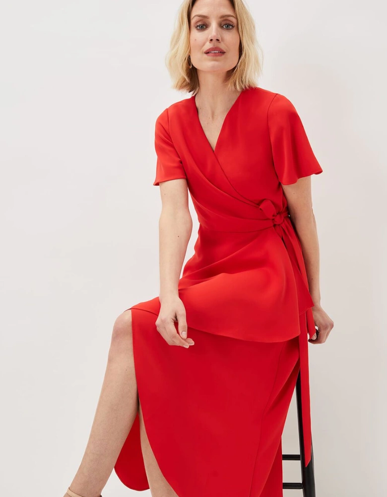 Julissa Ruffle Wrap Midi Dress