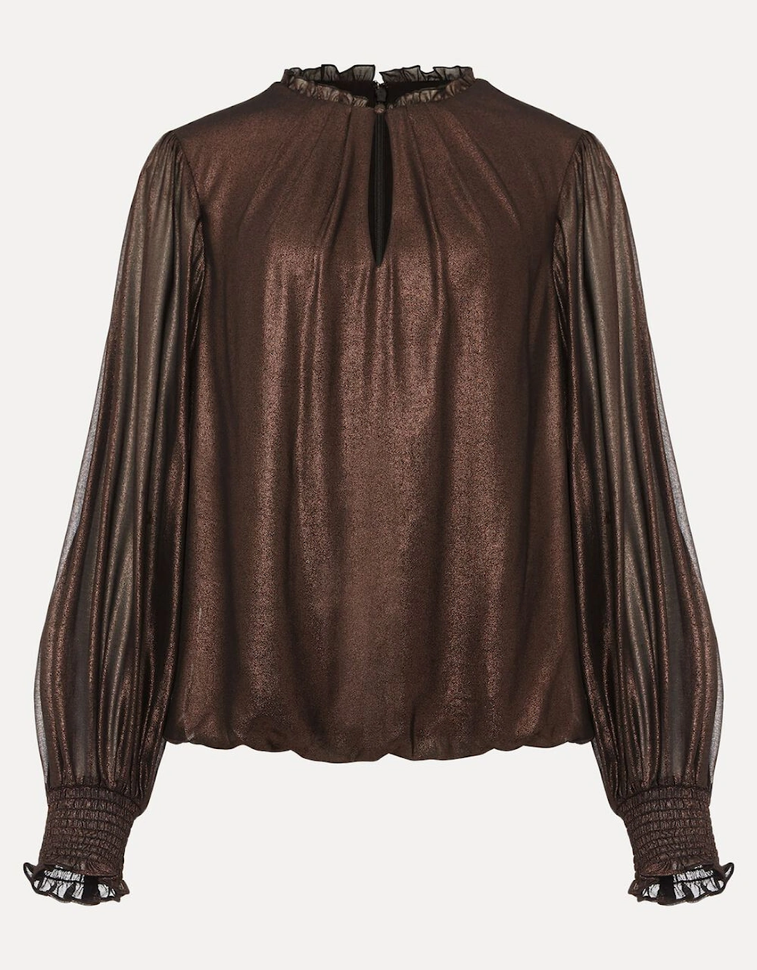 Zavia Metallic Foil Balloon Sleeve Blouse
