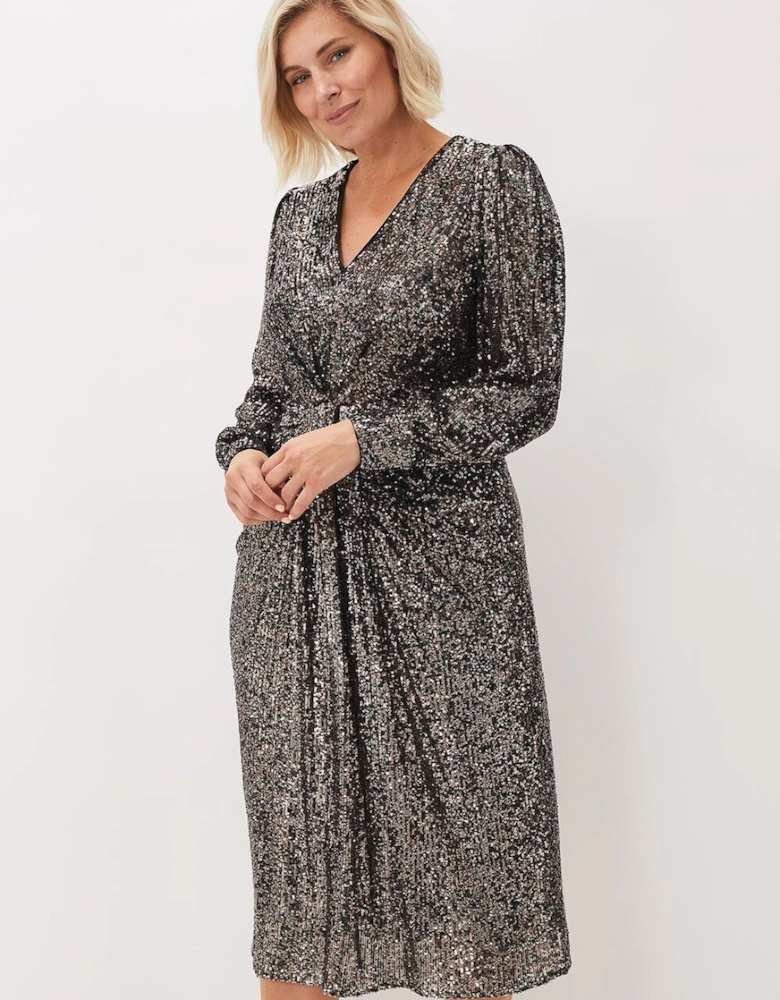 Haisley Sequin Sleeved Dress