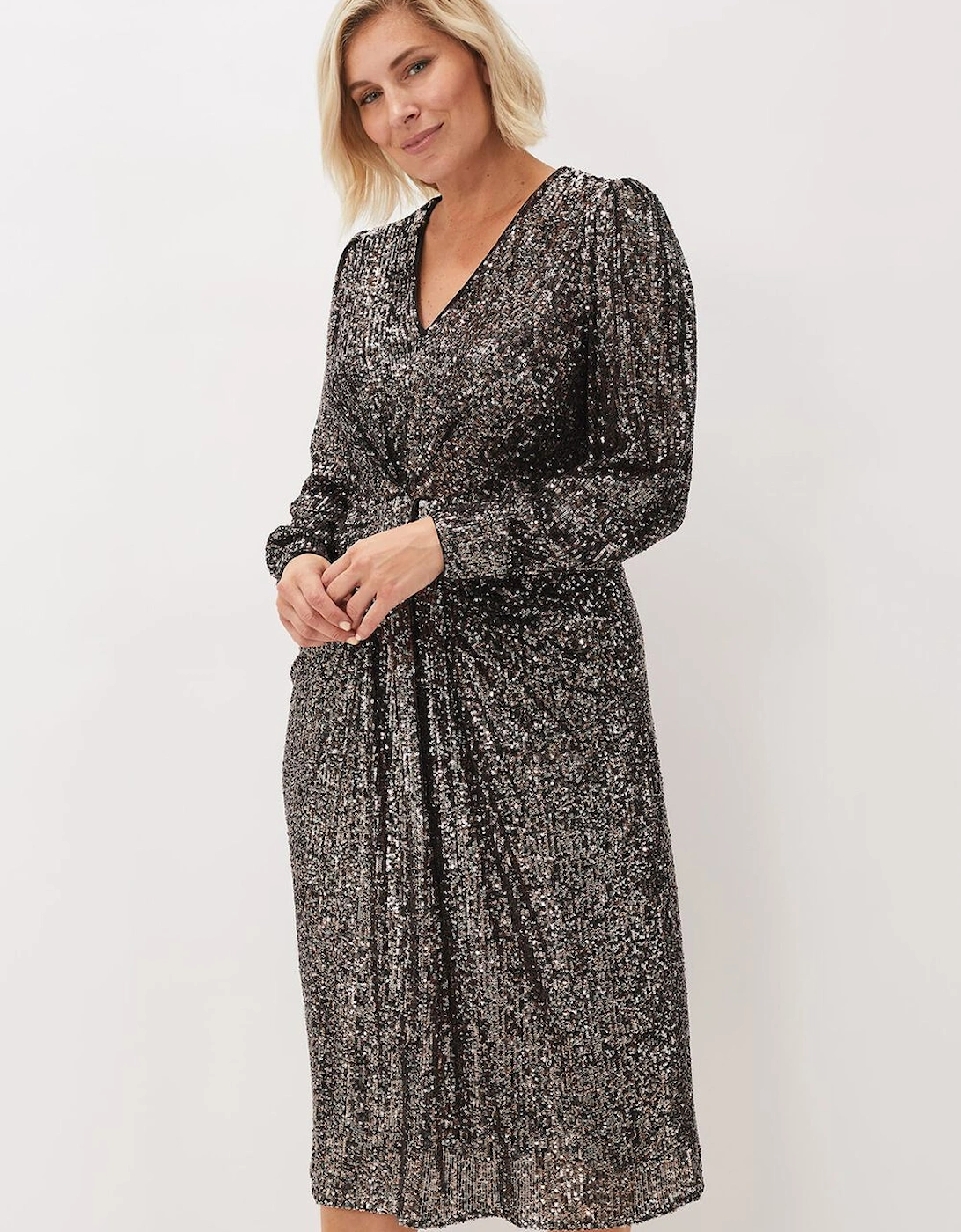 Haisley Sequin Sleeved Dress, 7 of 6