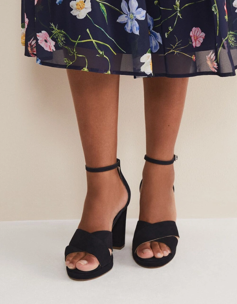 Navy Suede Platform Heels