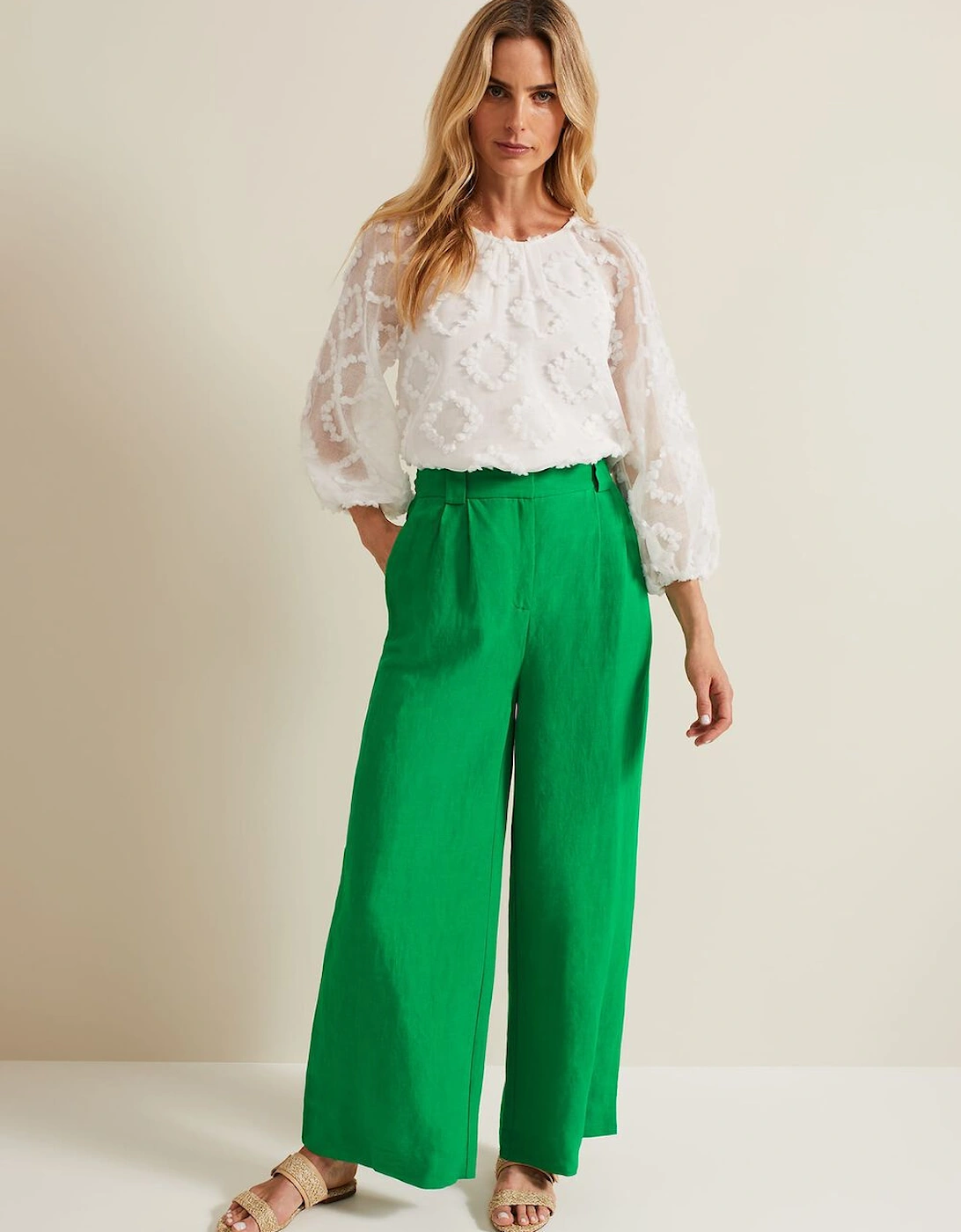 Lottie Linen Wide Leg Trousers, 7 of 6