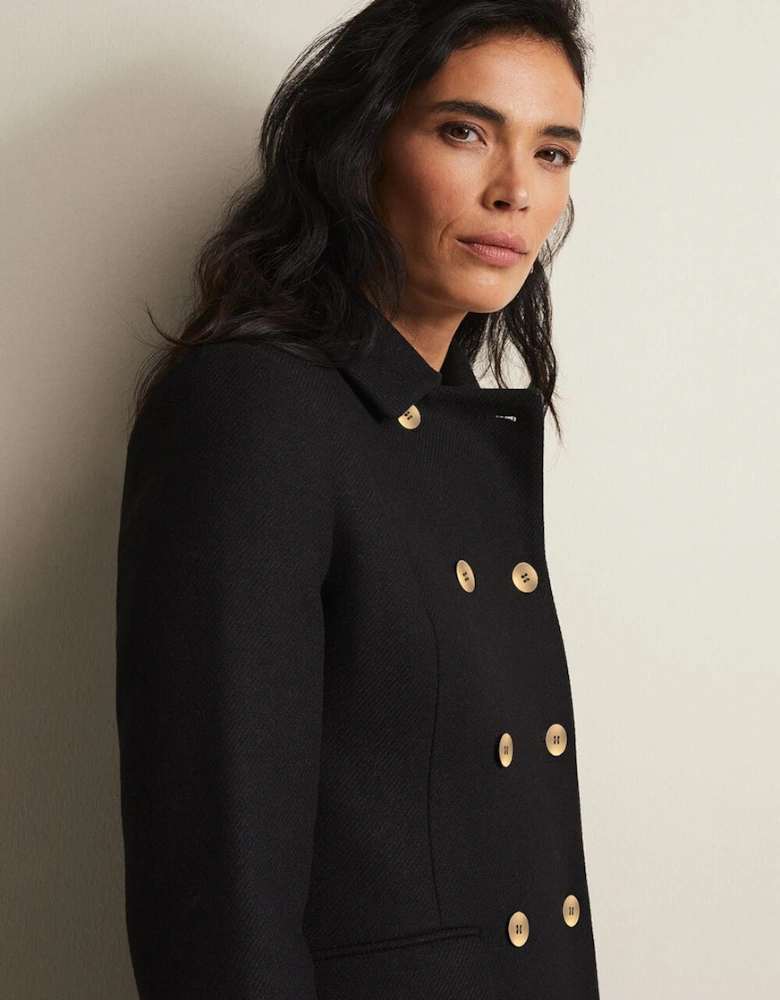 Aurelie Black Wool Smart Peacoat