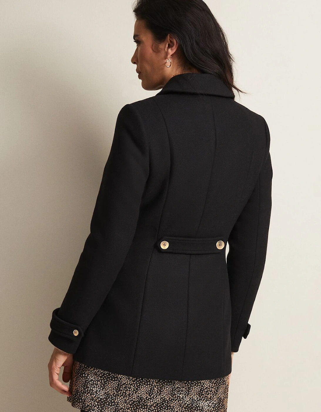 Aurelie Black Wool Smart Peacoat