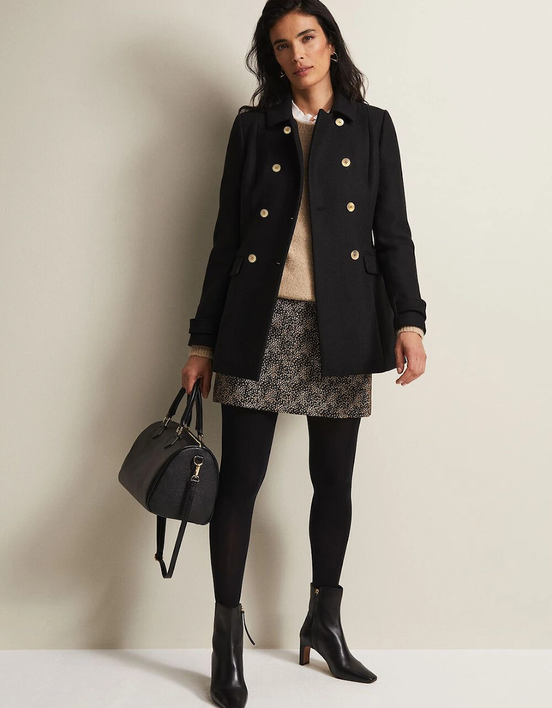 Aurelie Black Wool Smart Peacoat, 9 of 8