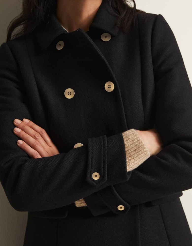 Aurelie Black Wool Smart Peacoat