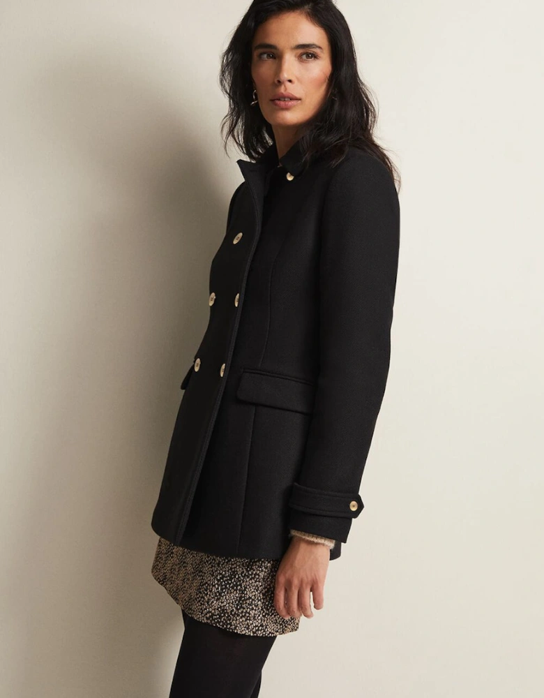 Aurelie Black Wool Smart Peacoat