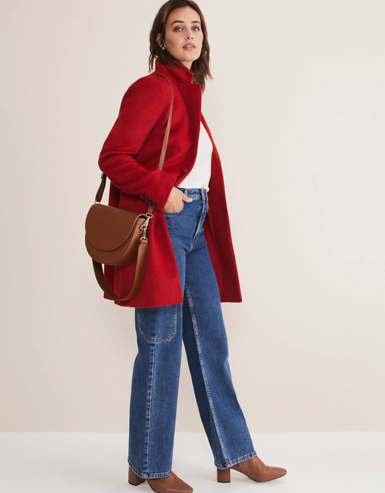 Lydia Navy Wool Smart Coat
