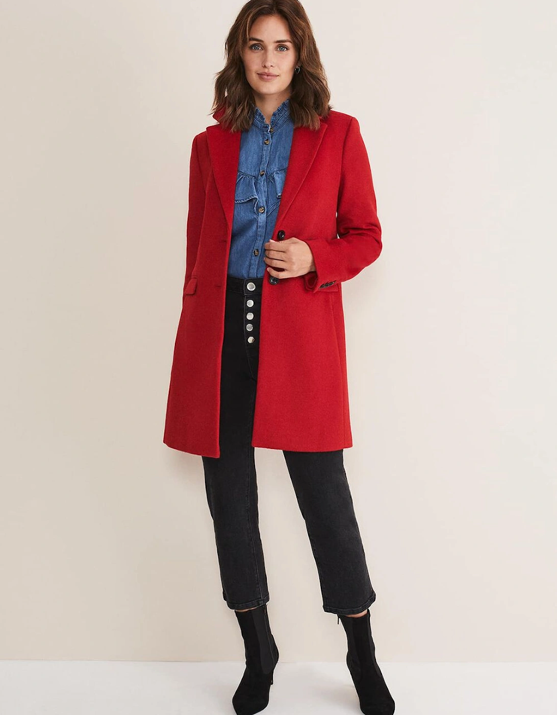 Lydia Navy Wool Smart Coat