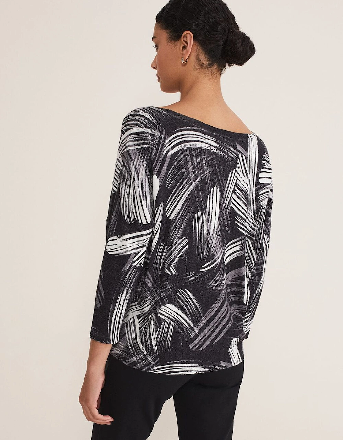 Adara Linear Zip Neck Print Jumper