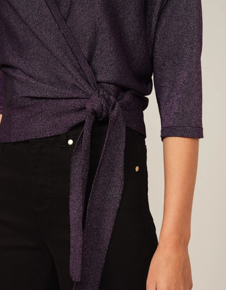 Harper Shimmer Wrap Knit Top