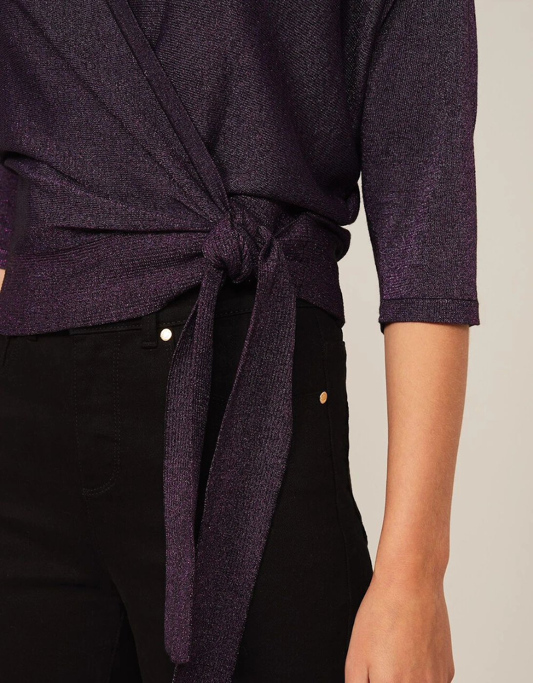 Harper Shimmer Wrap Knit Top