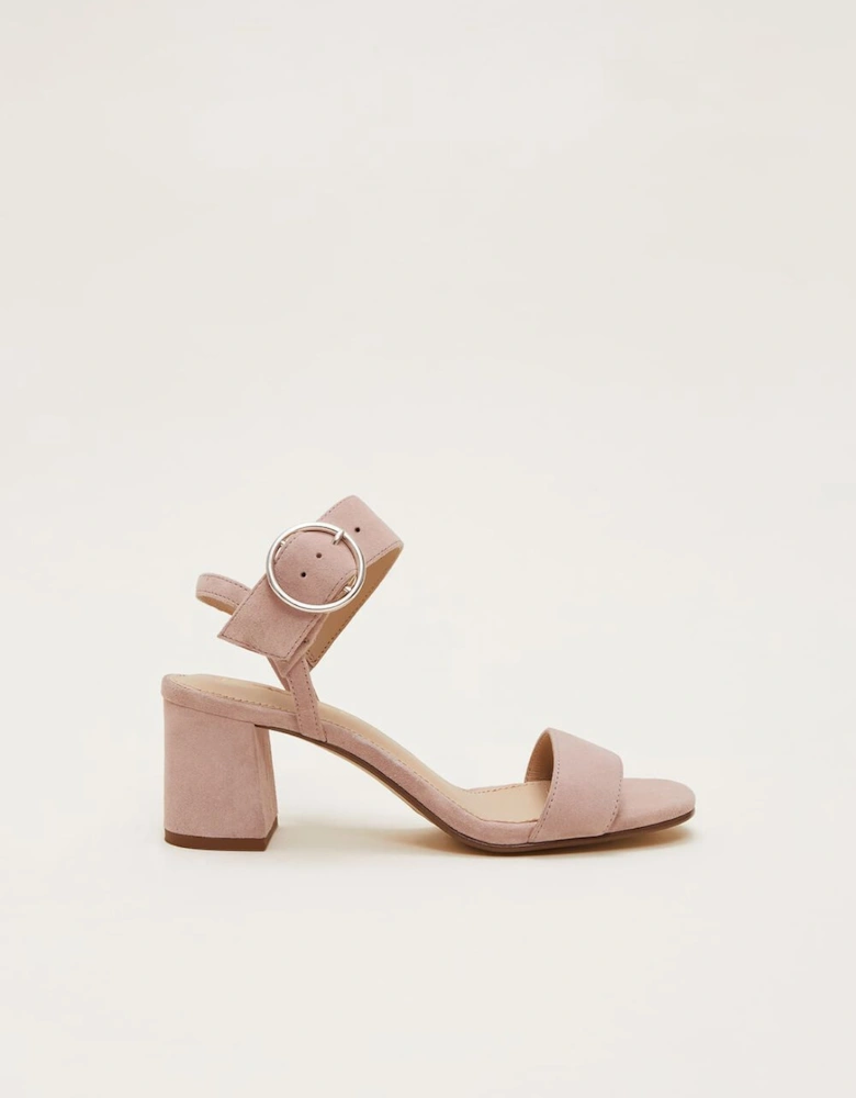Suede Buckle Heeled Sandals
