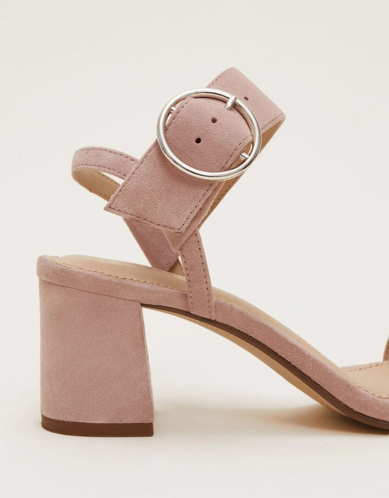 Suede Buckle Heeled Sandals