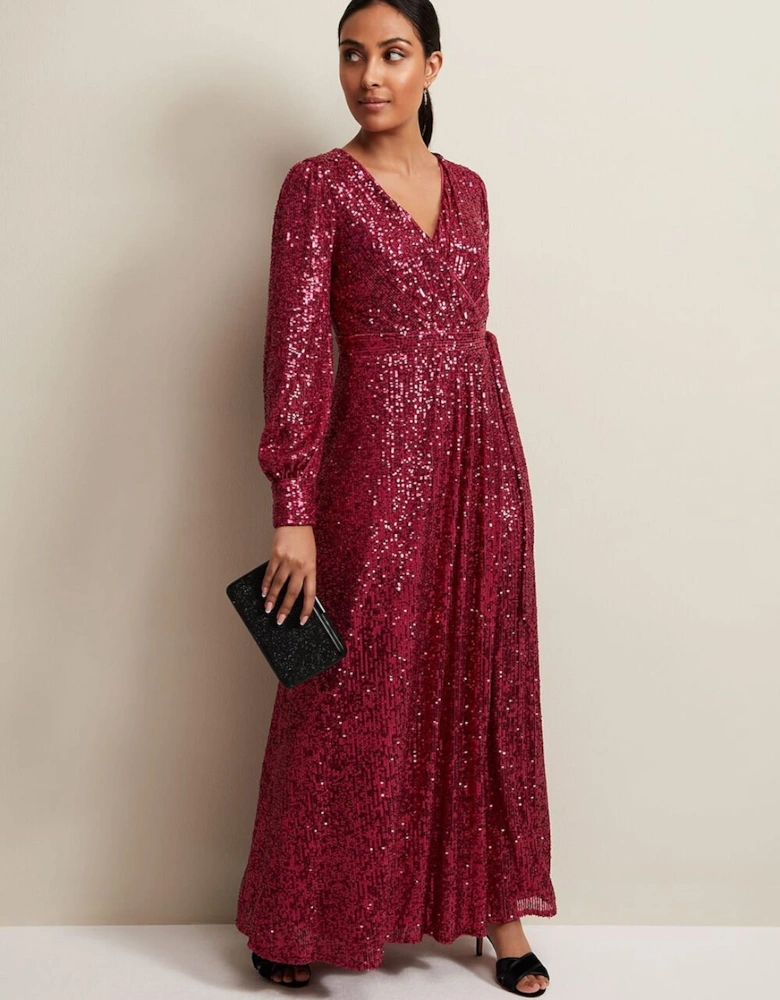 Petite Amily Pink Sequin Maxi Dress