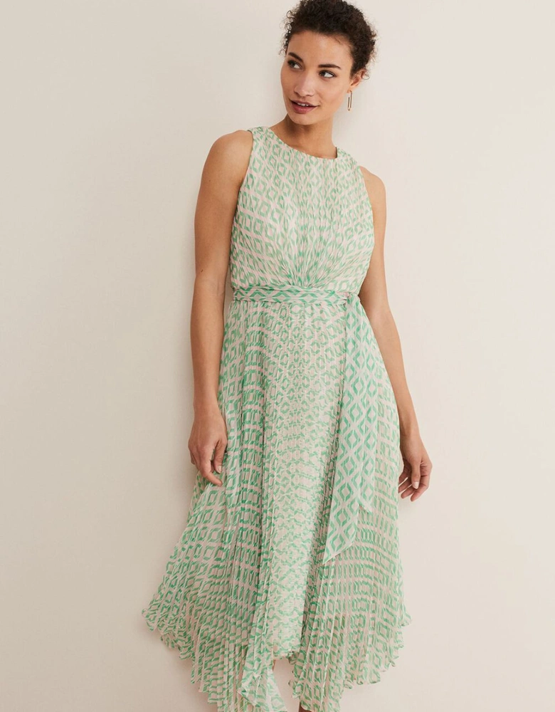 Vanya Diamond Pleated Midi Dress