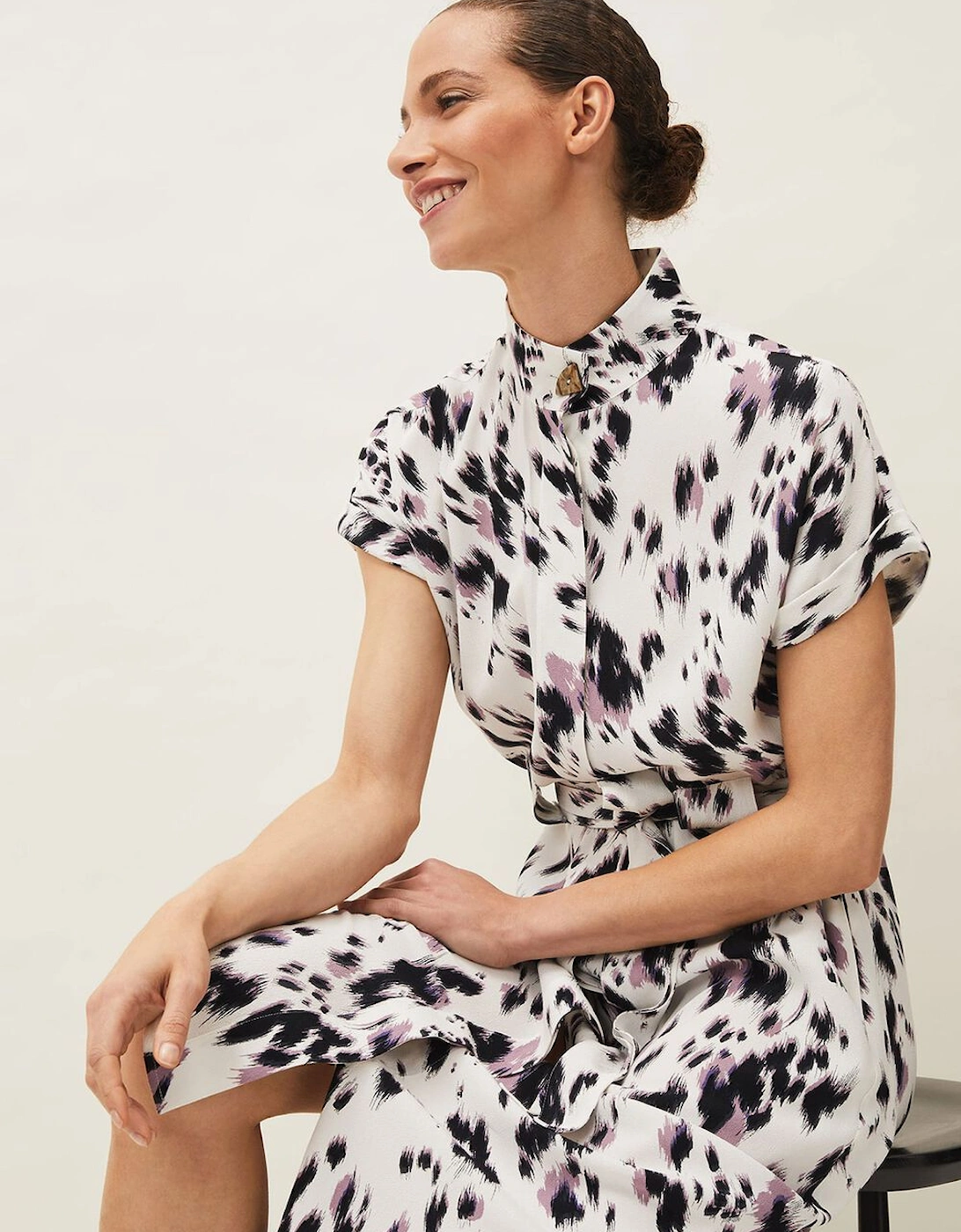 Tilda Abstract Print Tie Waist Shirt Dress