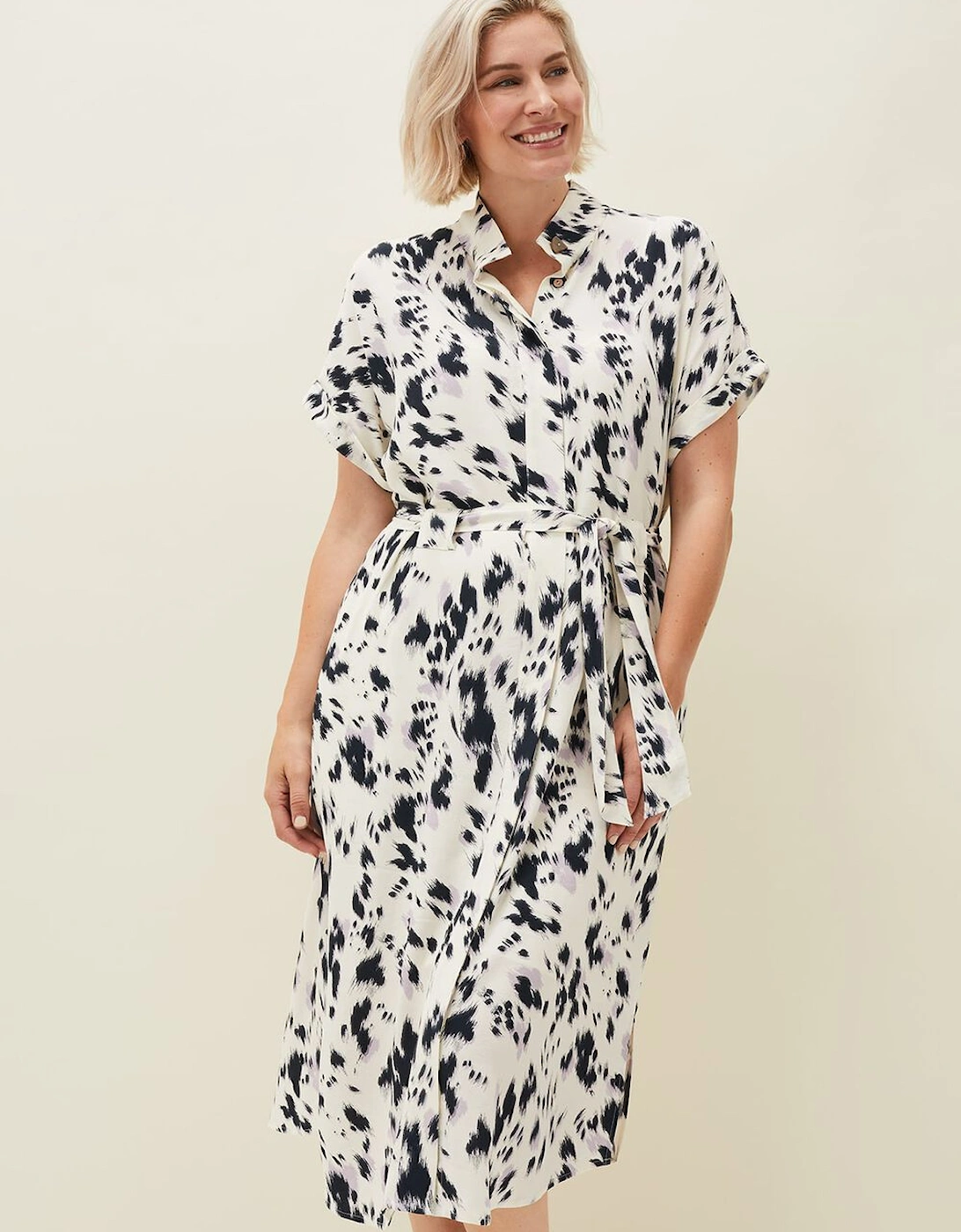 Tilda Abstract Print Tie Waist Shirt Dress