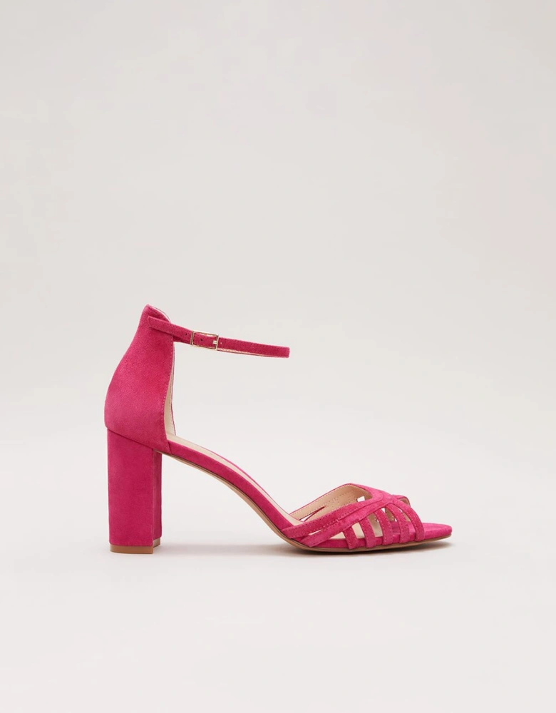 Suede Lattice Block Heel